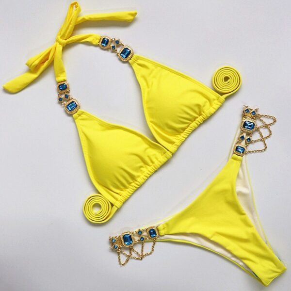 Rhinestone Metal Chain Swimsuit - Image 5