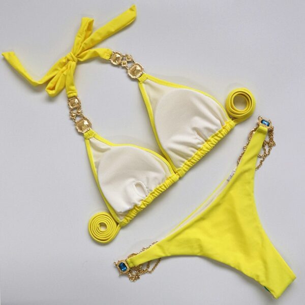 Rhinestone Metal Chain Swimsuit - Image 6