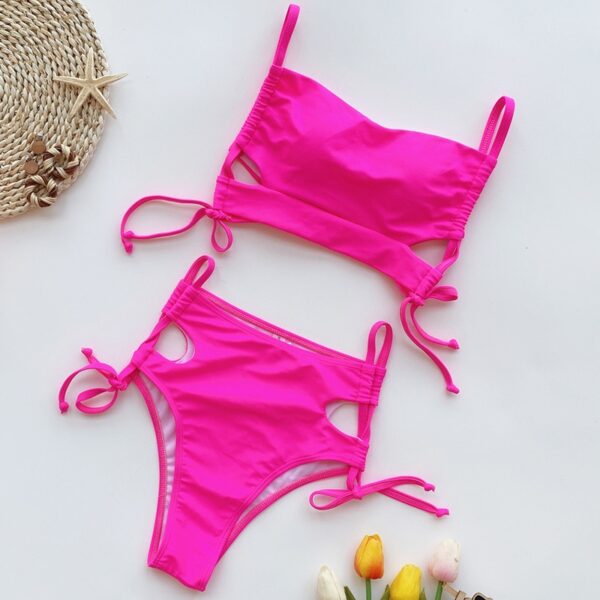 Neon Rose High Waist Bikini - Image 4