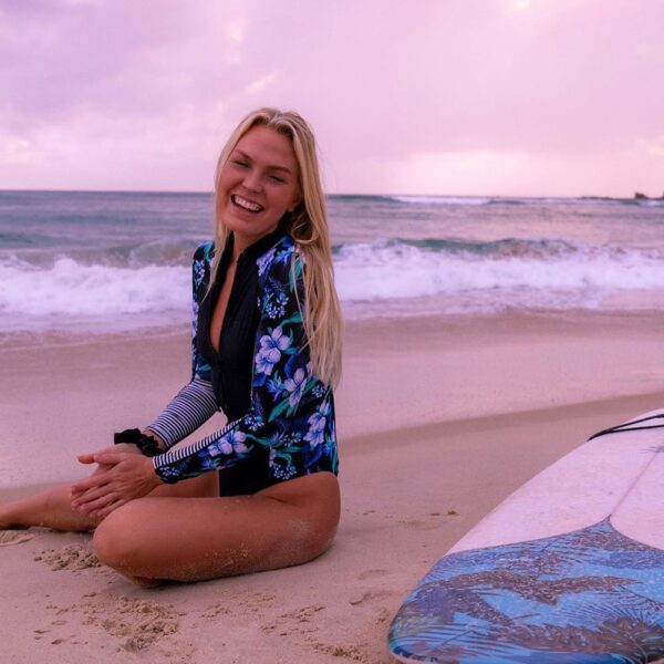 Long Sleeve Floral Printed One Piece Swimsuit - Image 3