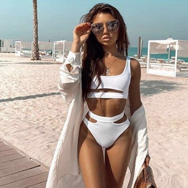 High Waisted Hollow Out Bikini - Image 3